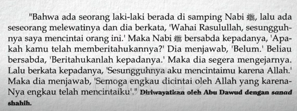 Hadits obrolan Rasulullah-memberitahukan mencintai karena Allah.png